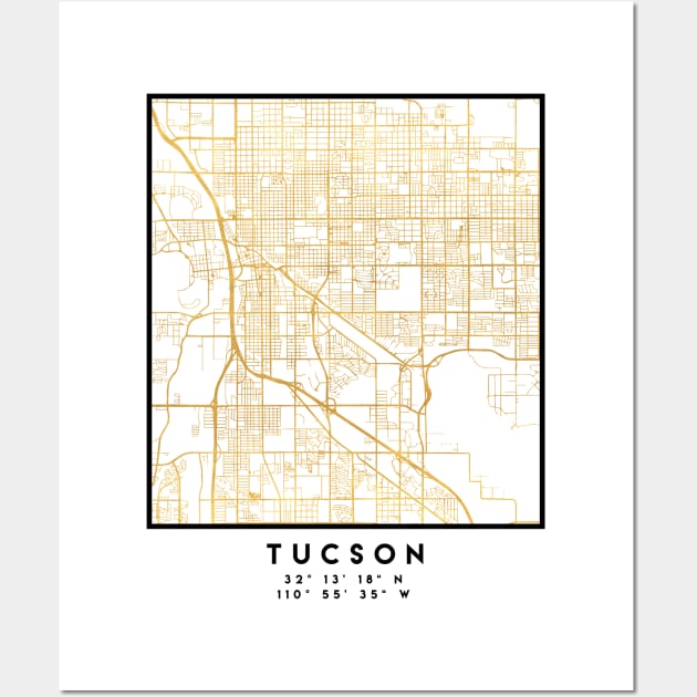 TUCSON ARIZONA CITY STREET MAP ART Wall Art by deificusArt